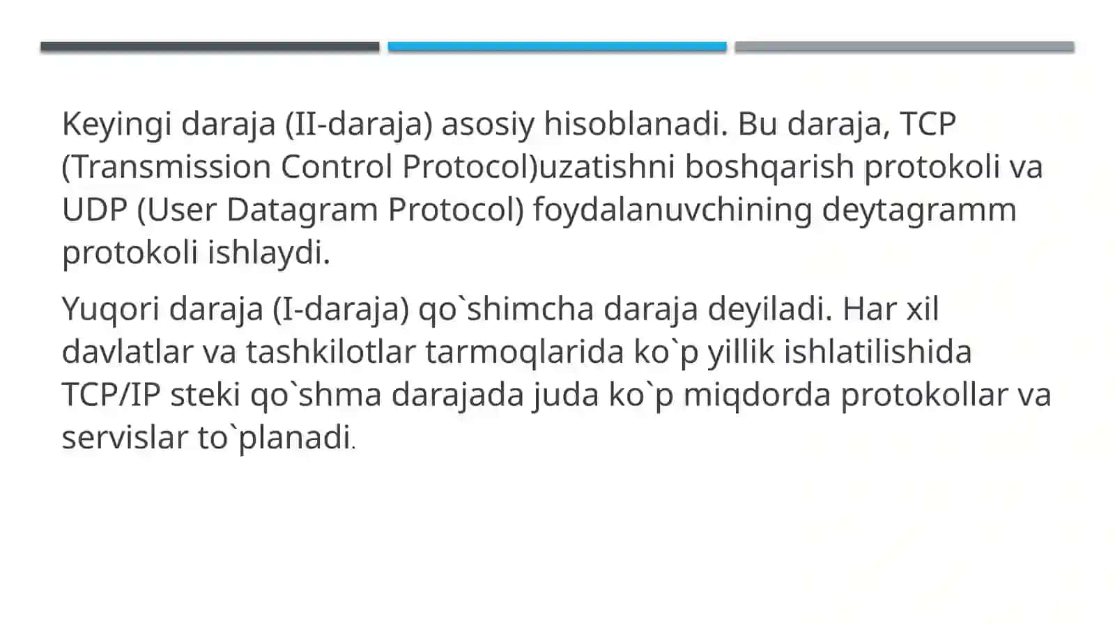 YANGI TARMOQ TEXNALOGIYALARIGA O`TISHNING ZARURIY SHARTLARI. SDN VA NDN TEXNALOGIYALARINING TAMOYILLARI 4