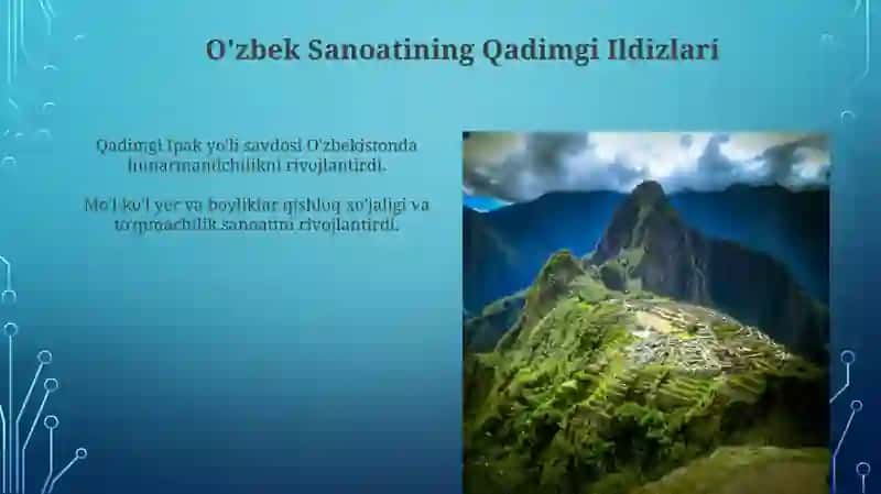O'zbekiston sanoati tarixi va joylashuv xususiyatlari 4