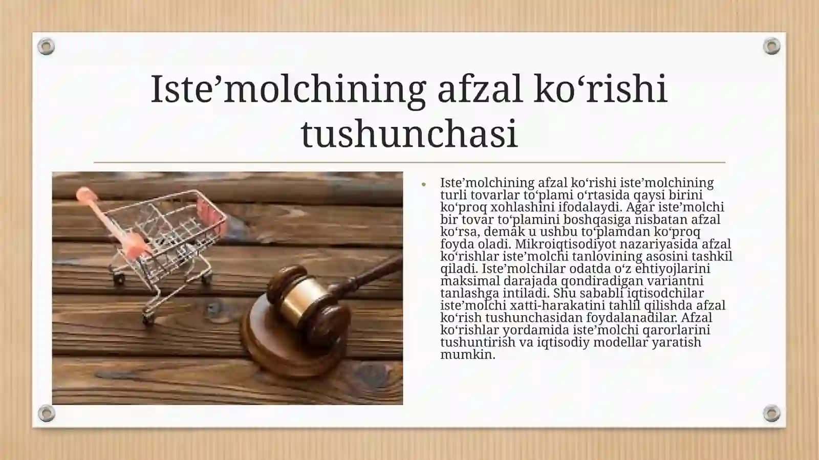 Iste’molchining afzal ko‘rish va “afzal ko‘rish” aksiomasi 4