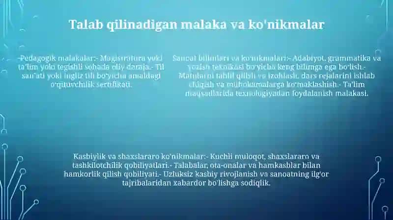 Adabiyot O'Qituvchisining Faoliyati Va UngaQo'YilganTalablar 4