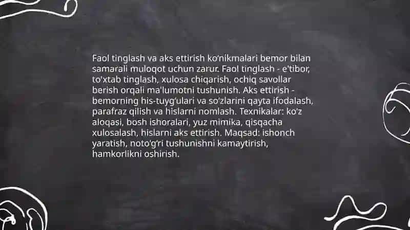 Patsient bilan verbal muloqot ko‘nikmalari 4