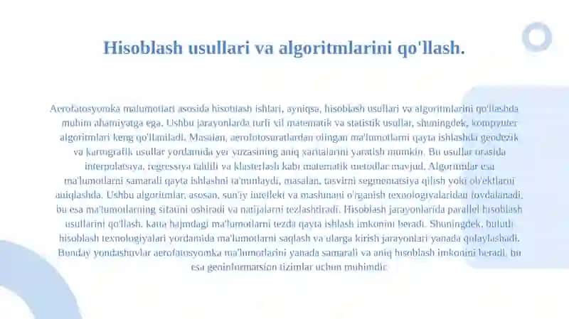 Aerofatosyomka malumotlari asosida hisoblash ishlari 4