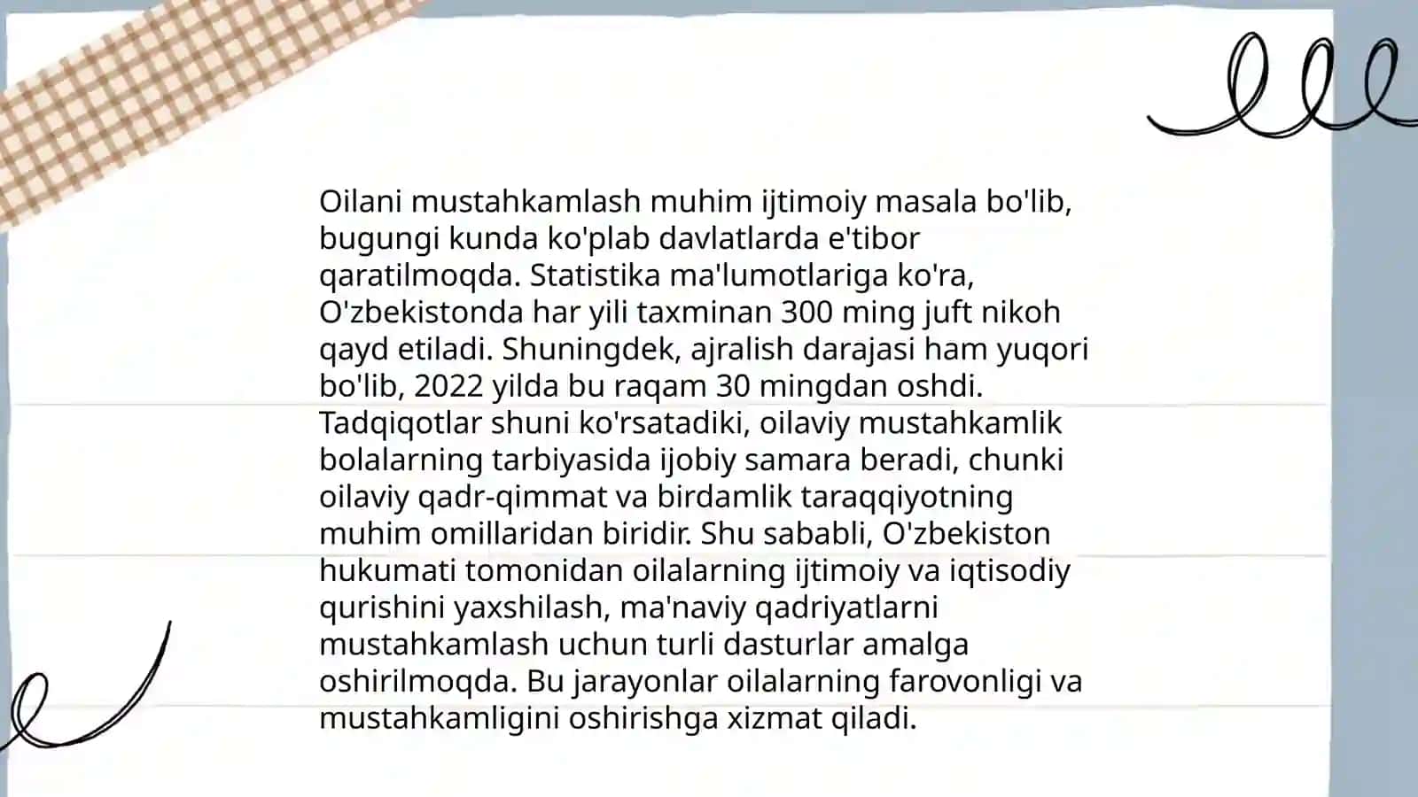 Oʻzbekiston respublikasi prezidentining oila va oila trabiyasi toʻgʻrisidagi asarlarini oʻrganish 4