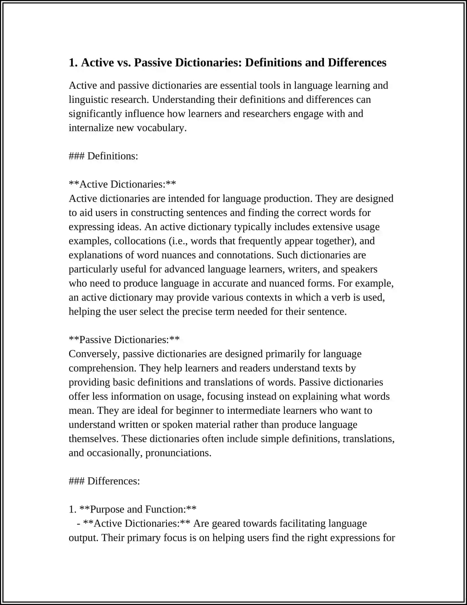 ACTIVE AND PASSIVE DICTIONARIES. NORMATIVE AND DESCRIBTIVE DICTIONARIES.PAPER AND ELECTRONIC DICTIONARIES.PRINCIPLES OF SELECTING INFORMATION IN DICTIONARIES OF VARIOUS TYPES 4