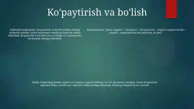 Python Dasturida Matematik Amallar Bilan Ishlash 4