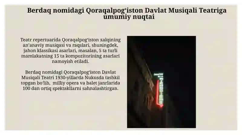 Berdaq nomidagi Qoraqalpoq davlat musiqali teatri va Volksteatr 4