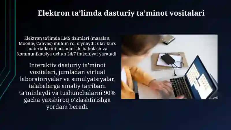 Elektron ta'limni qo‘llanilishda foydalanilgan dasturiy va texnik vositalar 4