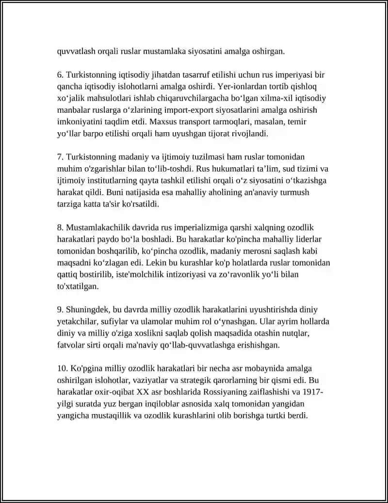 TURKISTON RASSIYA IMPERIYASI MUSTAMLAKACHILIGI DAVRIDA MILLIY OZODLIK HARAKATLARI 4