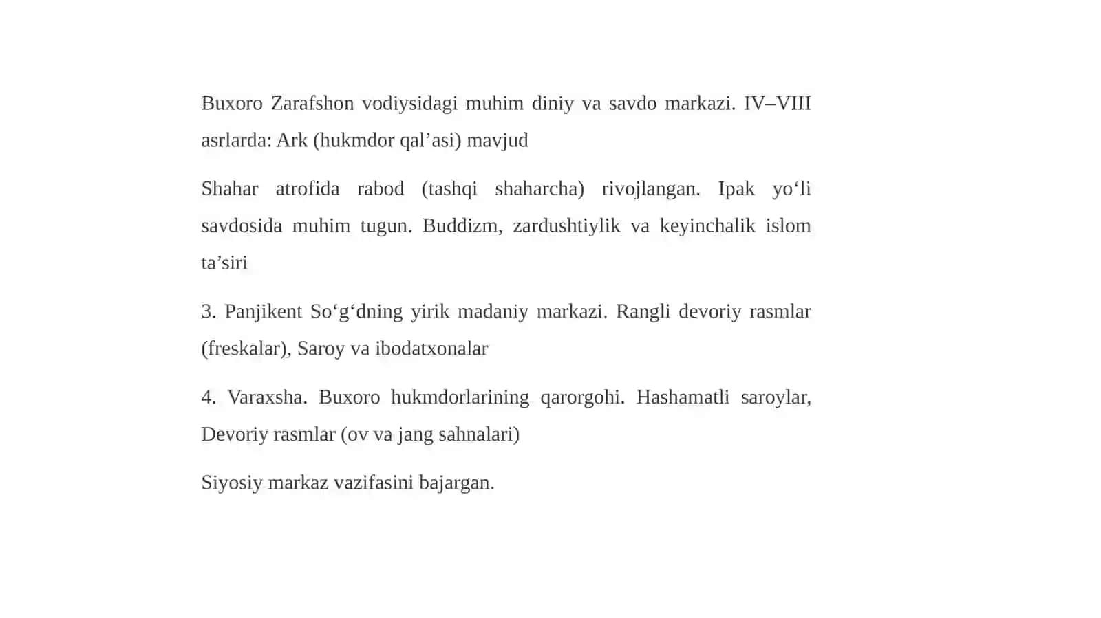 O'zbekiston hududidagi tarixiy shaharlarning xususiyatlari 4