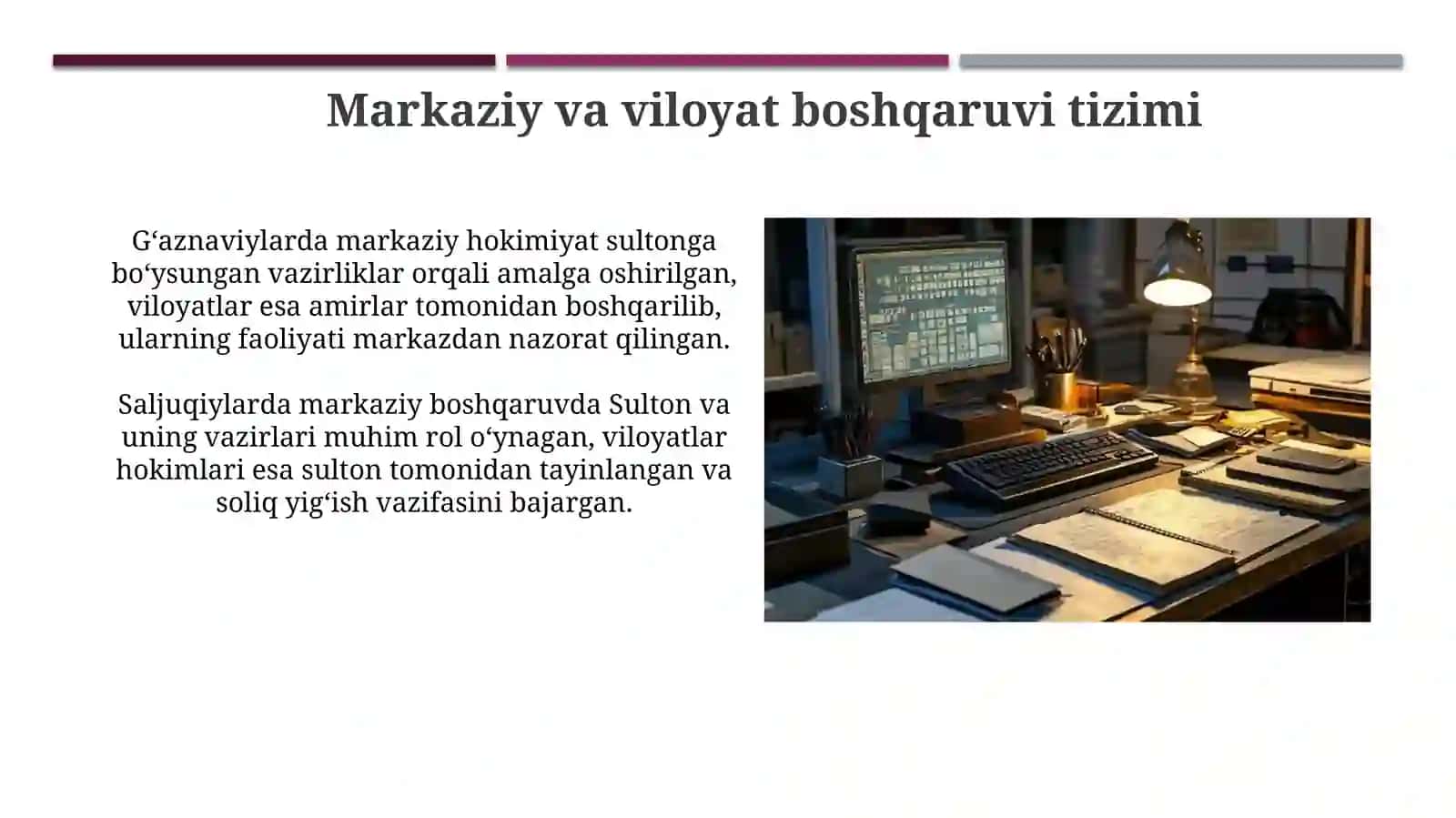 Gʻaznaviylar va saljuqiylarni boshqaruv tartiblari 4