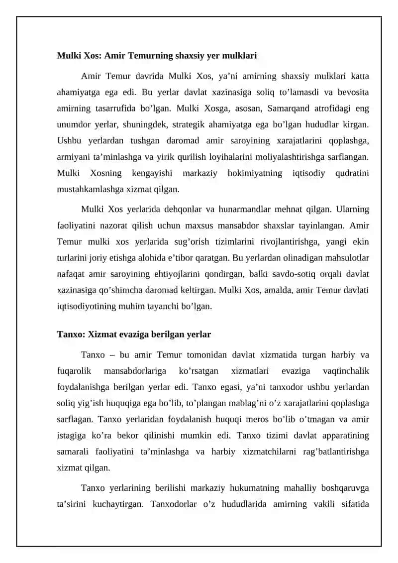 Yer Egaligining Amir Temur Davridagi Xususiyatlari 4