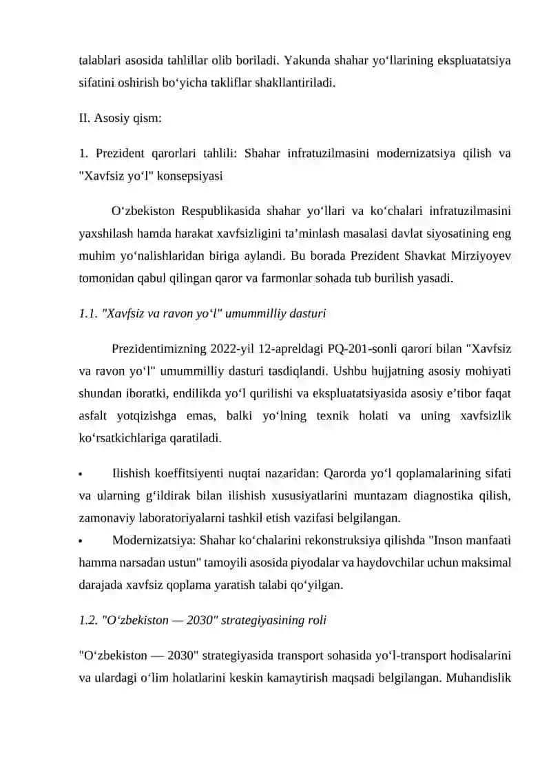 SHAHAR YO'LLARI VA KO'CHALARNING G'ILDIRAK BILAN ILSHISH KOEFISENTINI ANIQLASH USULLARI 4