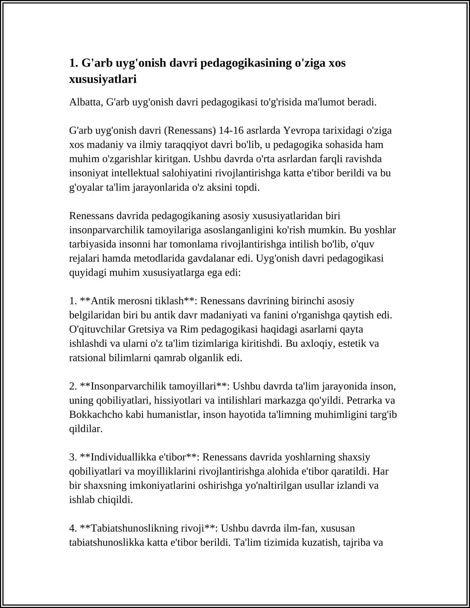 G'ARB UYG'ONISH DAVRI PEDAGOGIKASI NAMOYONDALARI NING DIDAKTIK G'OYALARI 4