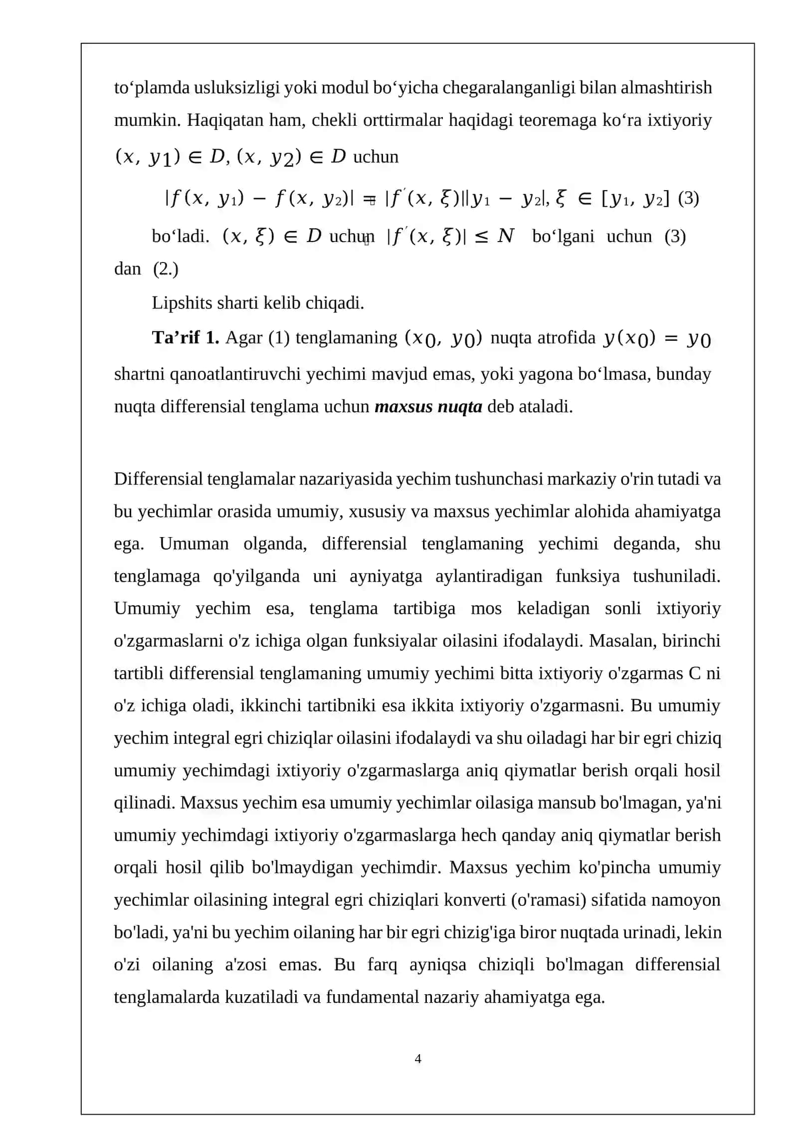 Differensial tenglamalarning maxsus yechimlari. 4