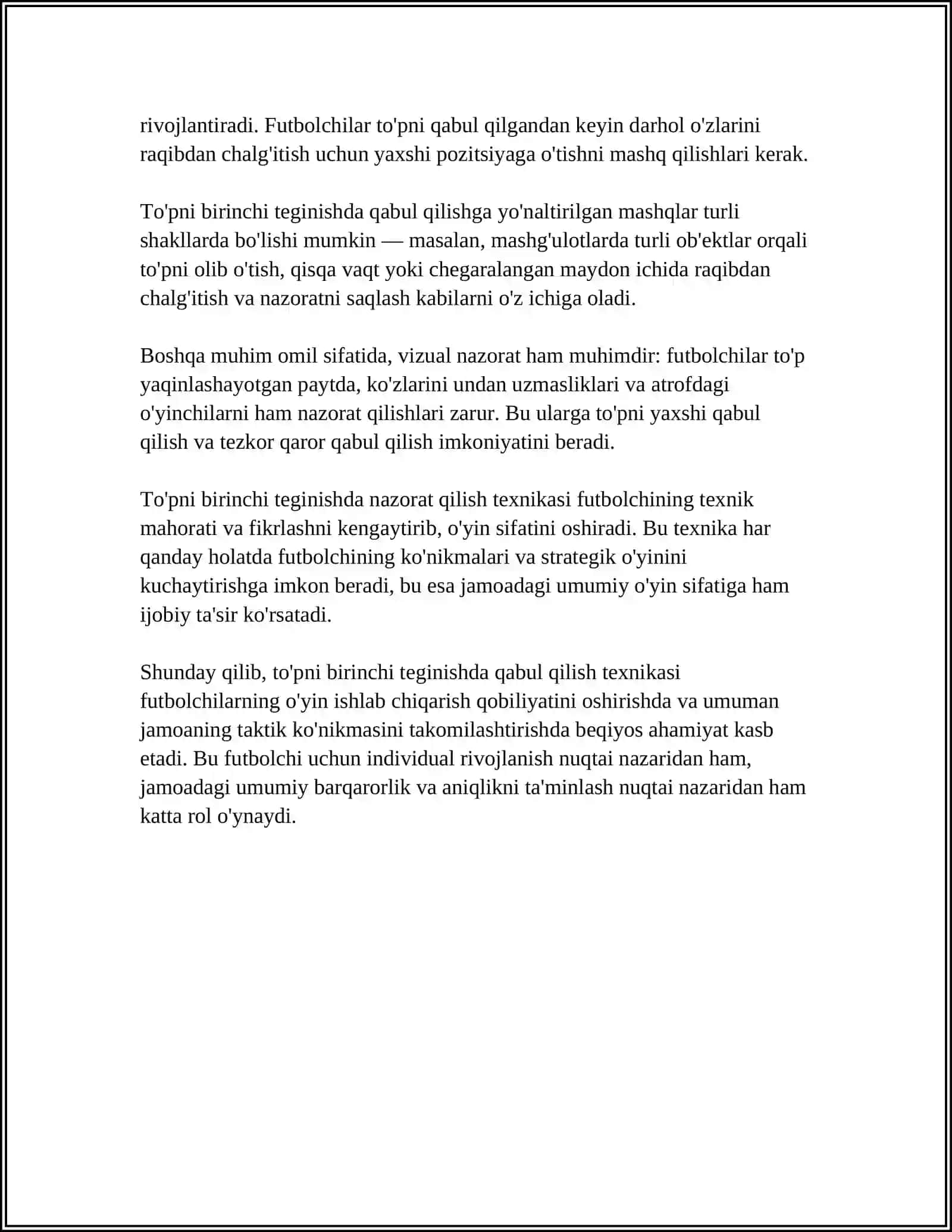 FUTBOLCHILARDA TO‘PNI BOSHQARISH TEXNIKASI VA MASHQLARI 4