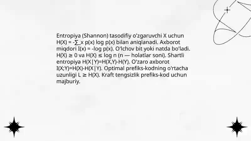 Kodlashning nazariy asoslari. Axborotlarni kodlash va dekodlash 4