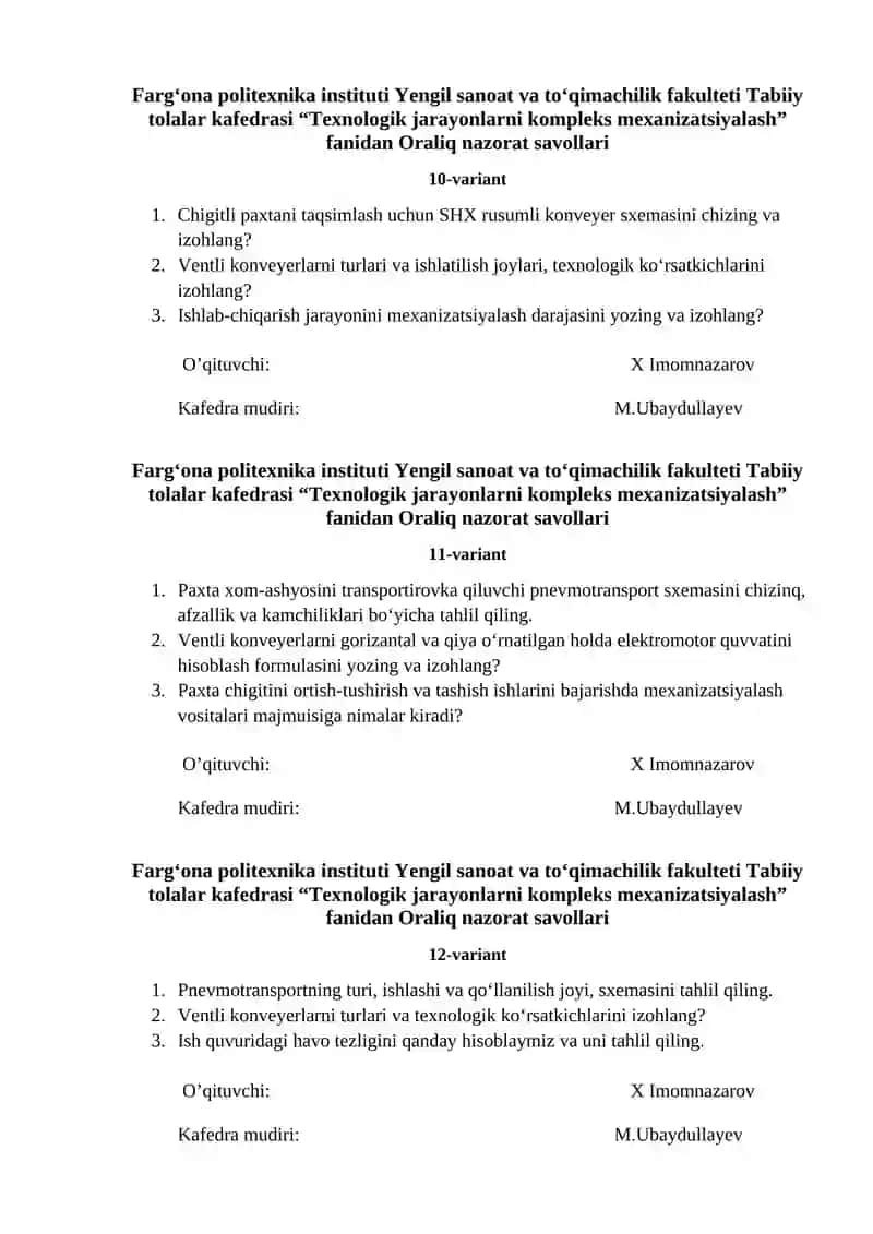 Tеxnologik jarayonlarni komplеks mеxanizatsiyalash 4