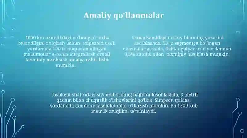Aniq integrallarni taqribiy hisoblash 4