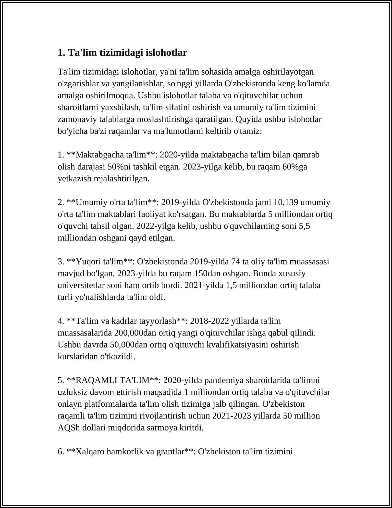 MUSTAQILLIK YILLARIDA O'ZBEKISTONDA SOG'LOM AVLODNI TARBIYALASH ISLOHOTLARI 4