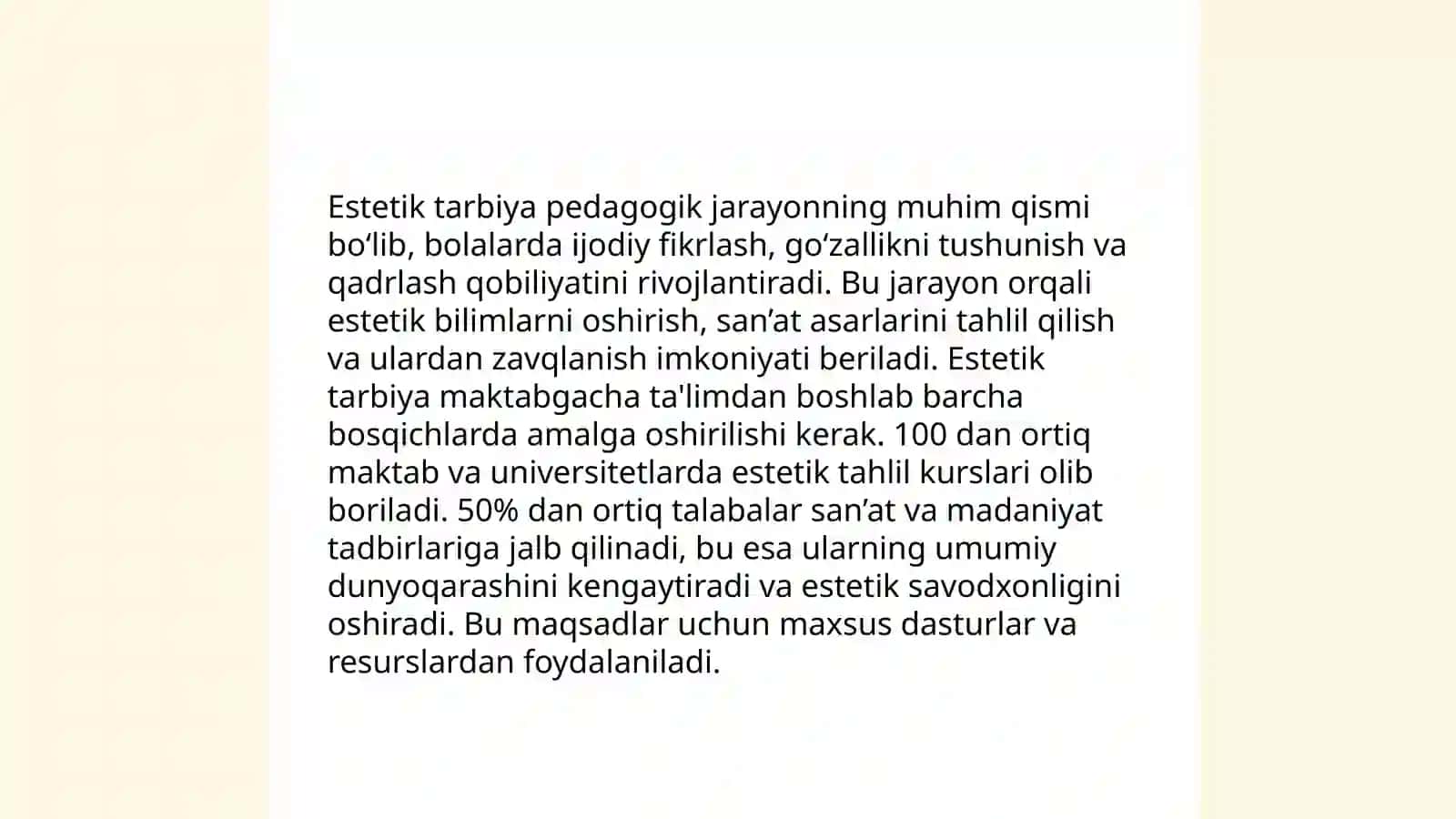 Estetika falsafasi va pedagogika mutanosibligi by Nilufar Hakimjonova 4