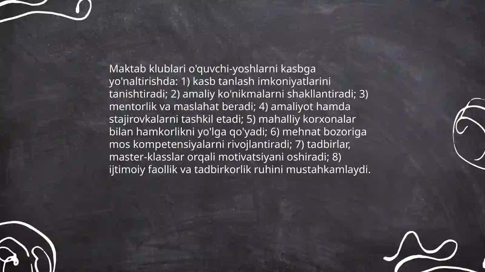 Umumta'lim maktablari oʻquvchi-yoshlarning ijtimoiy faolligini oshirish usullari,ularni kasbga yoʻnaltirish 4