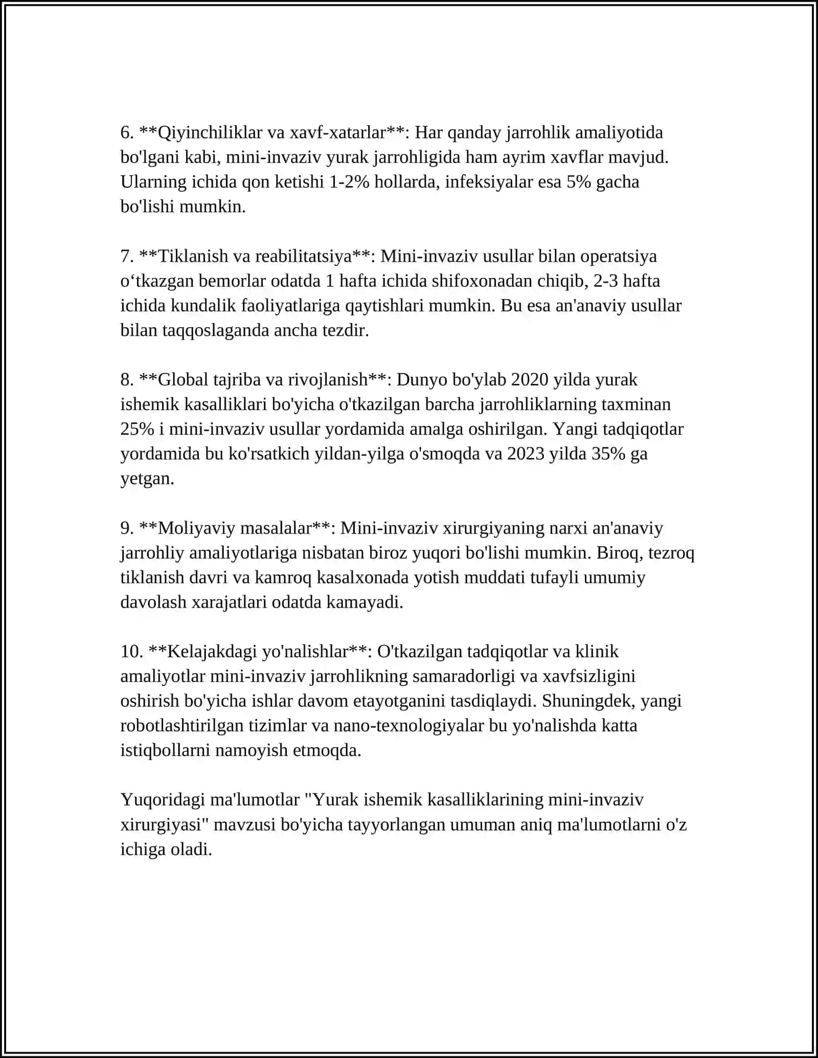 YURAK ISHEMIK KASSALIKLARINI OPERATIV DAVOLASHNING ZAMONAVIY USULLARI.YURAKNING TUĢMA NUQSONLARI XIRURGIYASI 4