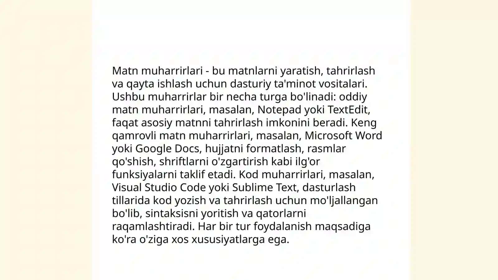 Matn muharrirlari dasturlaridan foydalanish 4