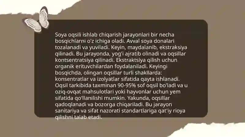 Soya mahsulotlari ishlab chiqarish biotexnologiyasi 4
