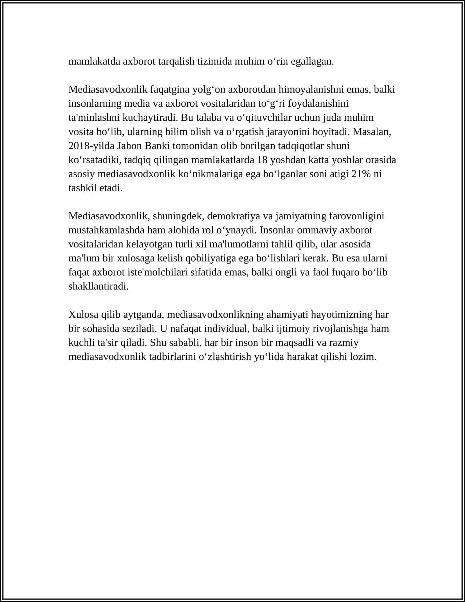 MEDIASAVODXONLIK VA AXBOROT MADANIYATI EVOLYUTSIYASI HAMDA JAMIYATDAGI AHAMIYATI 4