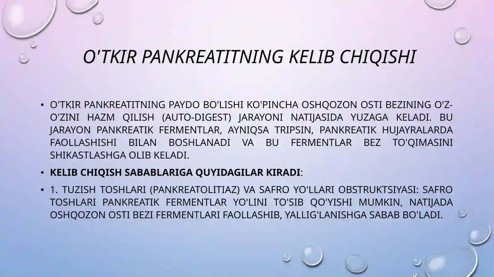 PANKREATIT RIVOJLANISHINING BIOKIMYOVIY ASOSLARI 4
