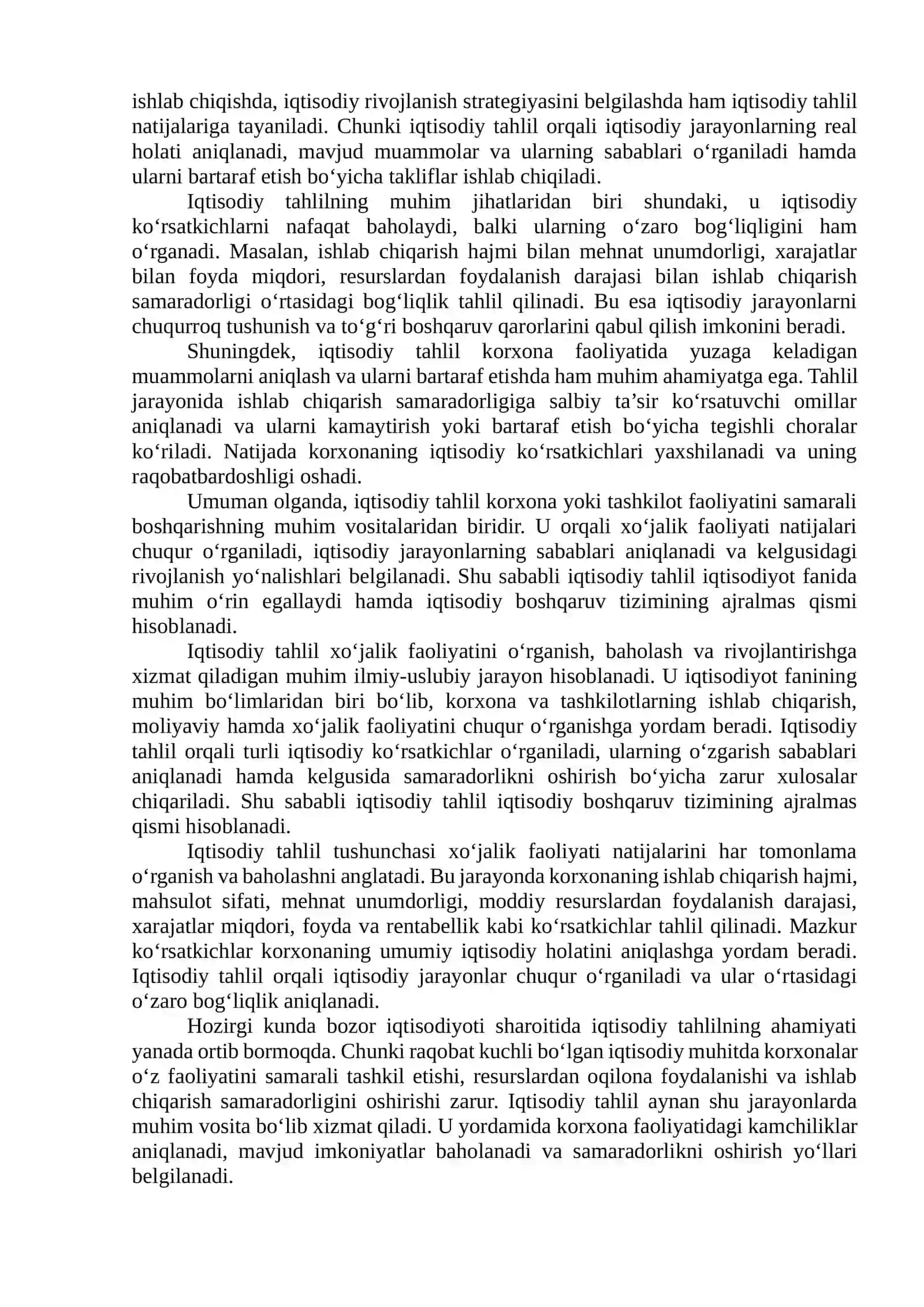 Iqtisodiy tahlilning obyektiga nimalar kiradi? 4