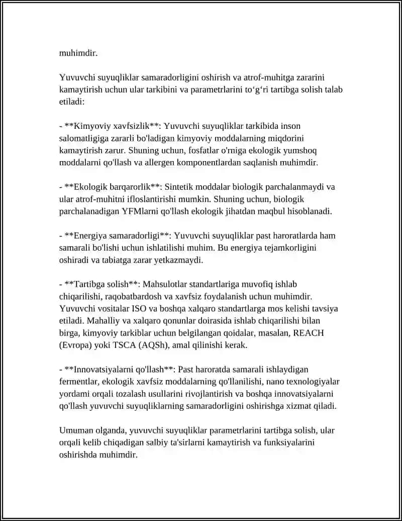 YUVUVCHI SUYUQLIKLARNING PARAMETRLARINI TARTIBGA SOLISH ZARURIYATI VA ULARNI QOʻLLASH USULLARI 4