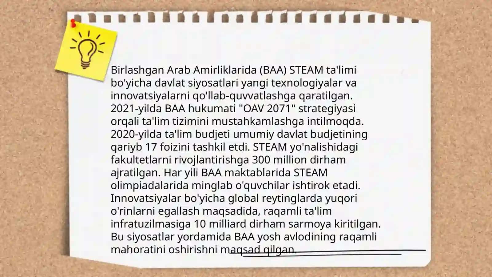STEAM ta'lim tizimi Birlashgan Arab Amirliklari Davlatlarida 4