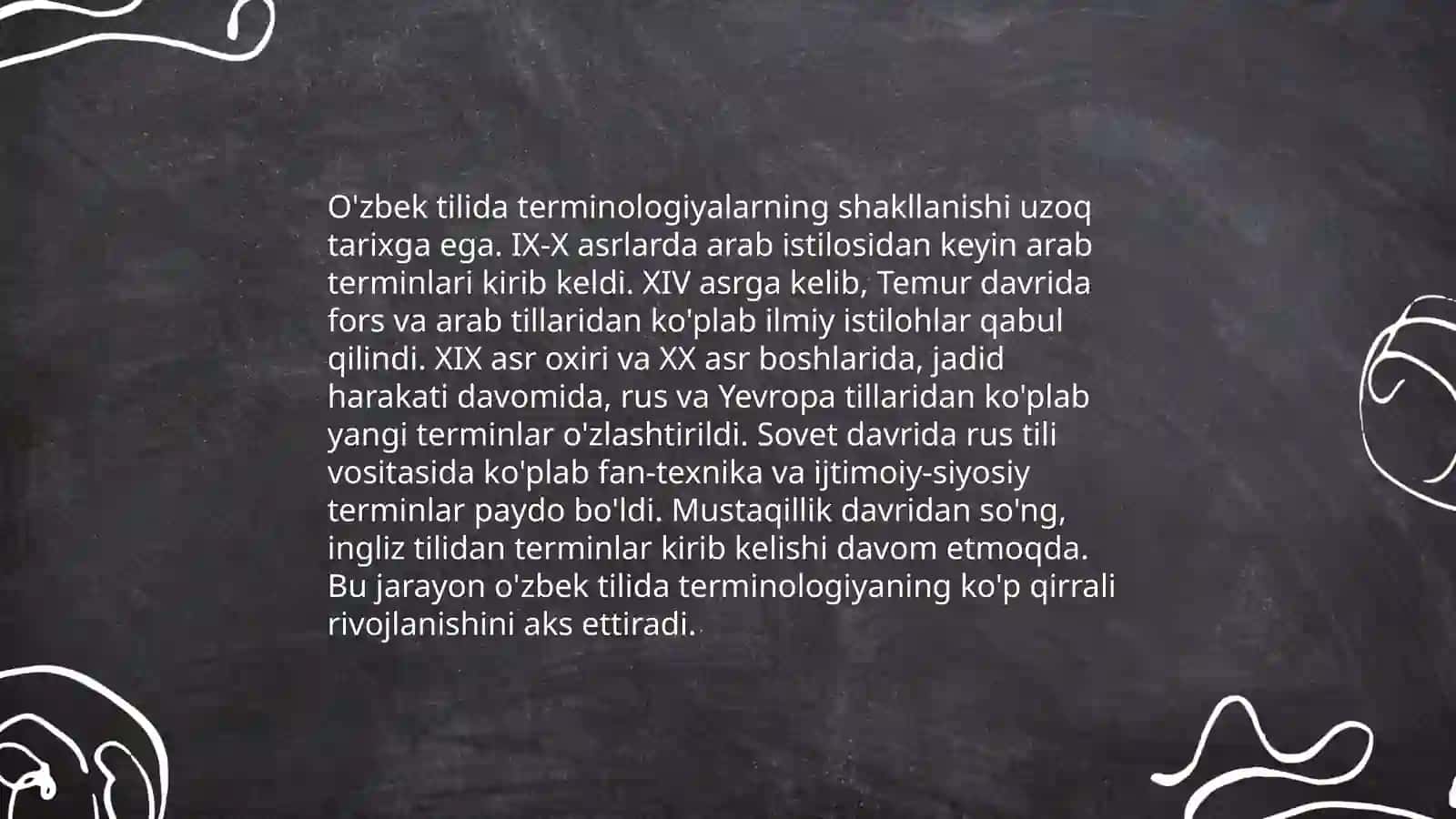 Terminologiyaning hozirgi o'zbek tili leksik strukturasidagi o'rni 4