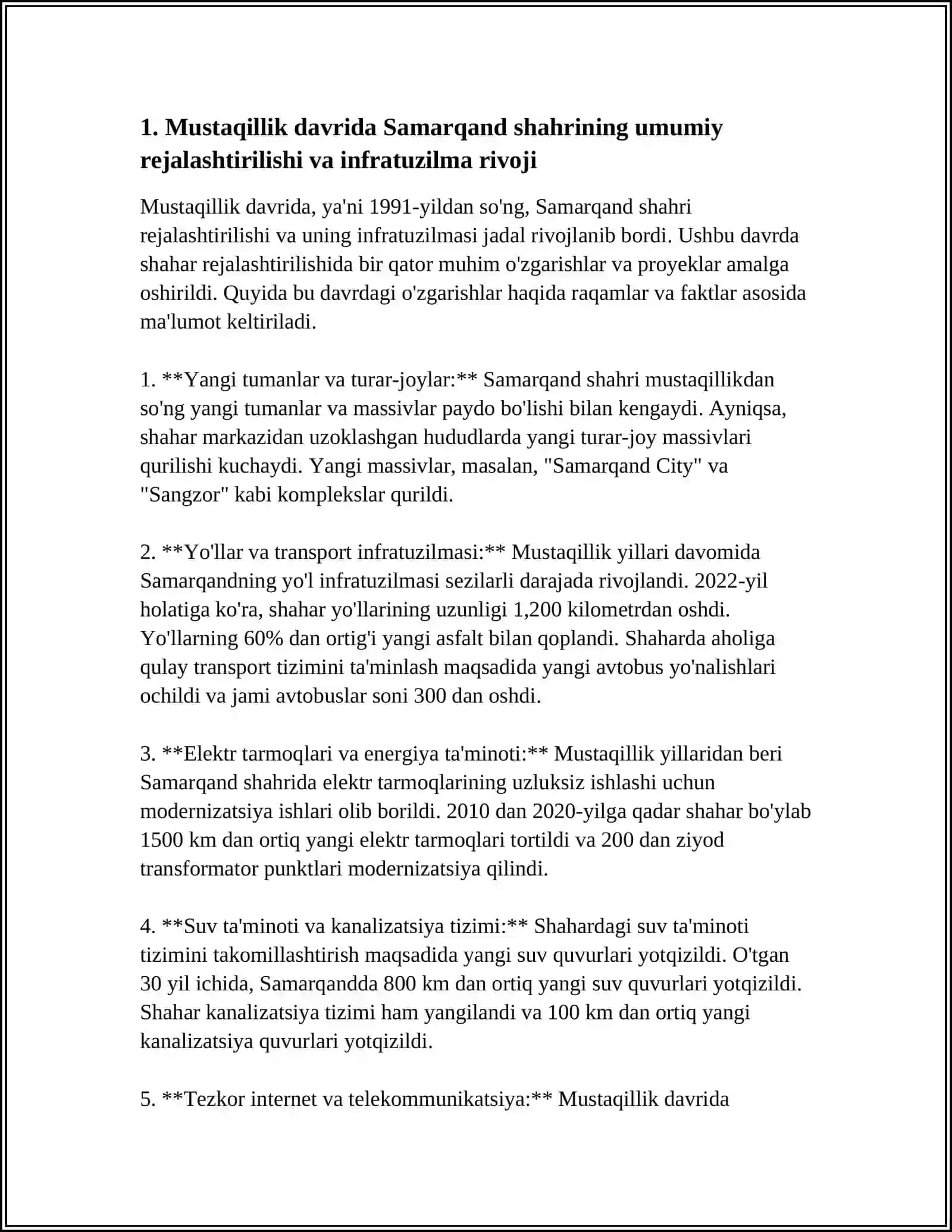 MUSTAQILLIK DAVRIDA SAMARQANDDAGI BUNYODKORLIK ISHLARI 4