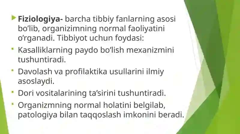 Fiziologiya fani, rivojlanishi, tibbiyotda axamiyati. Fiziologik tekshiruv usullari 4