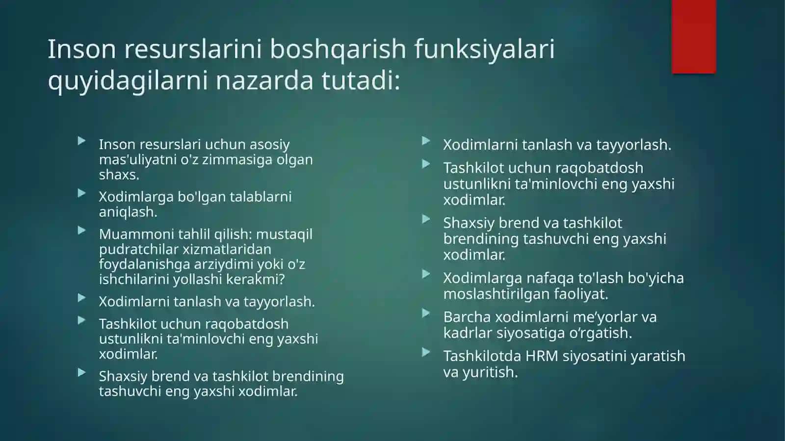 Inson resurslarini boshqarish natijasida ish faoliyatini sifati va miqdorini baholash 4