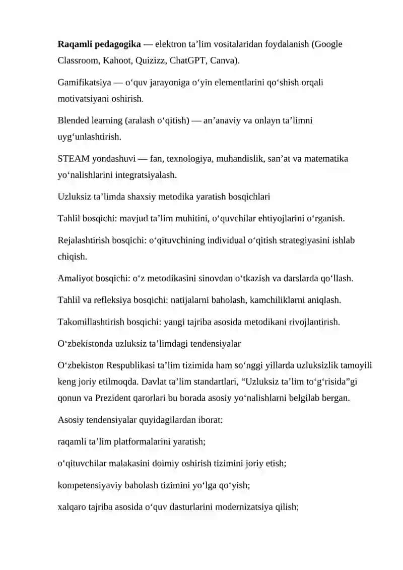 Uzluksiz ta’limda individual metodikaga ega bo'lish 4