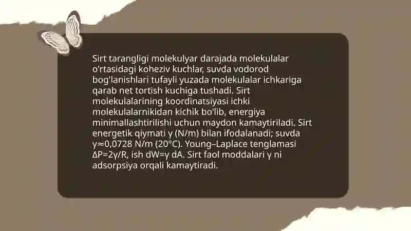 Suyuqliklarning sirt tarangligi. Havo va gaz emboliyasi 4
