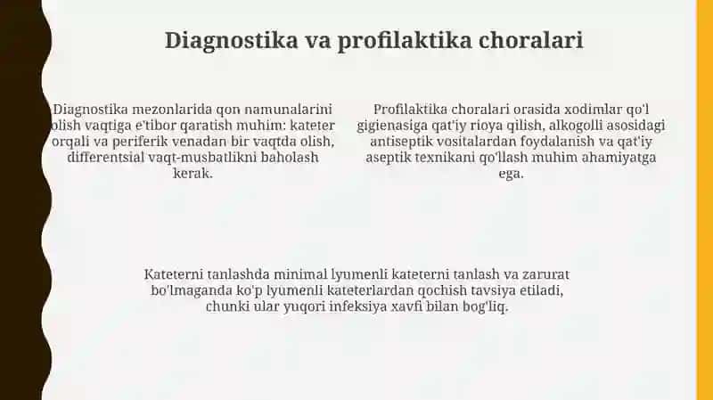 Kateter bilan bog'liq qon oqimi infektsiyalarining oldini olish va nazorat qilish 4