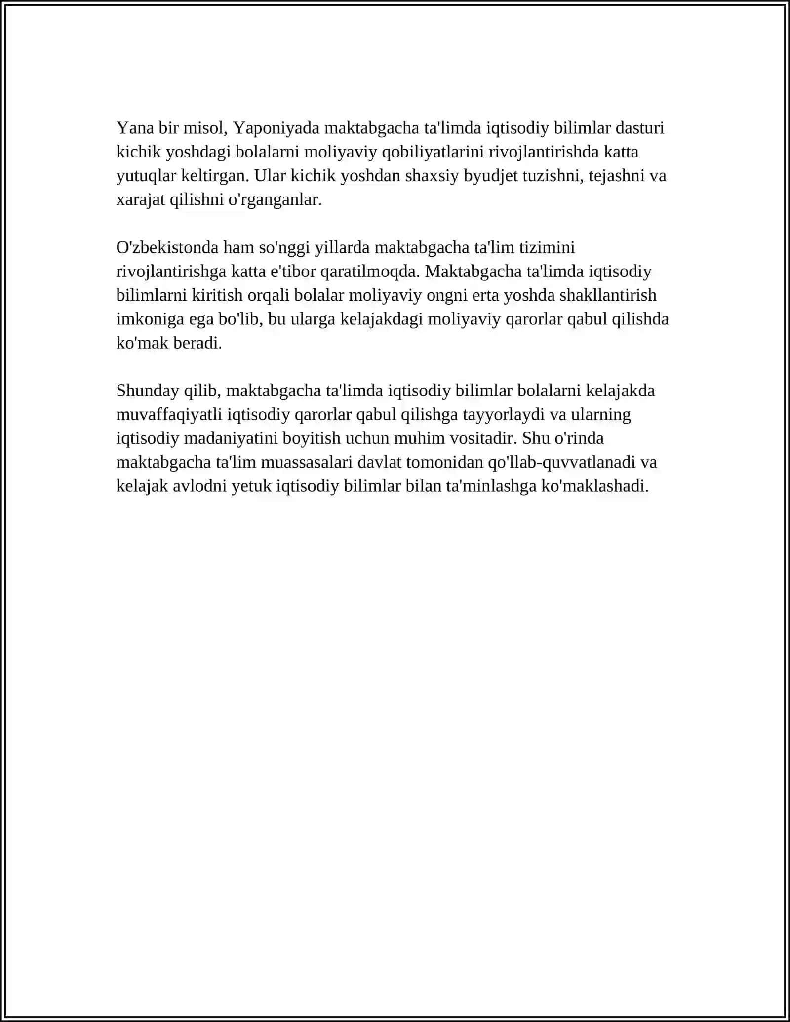 MAKTABGACHA TA’LIM TASHKILOTLARIDA IQTISODIY TARBIYA 4