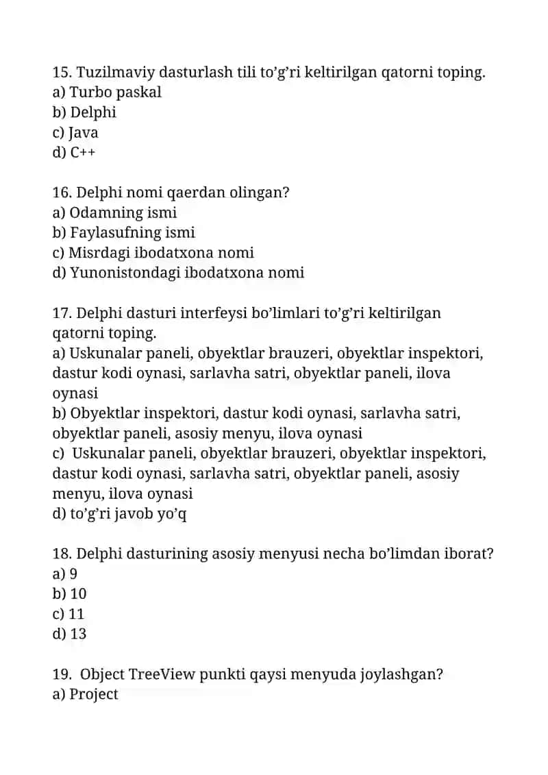 Informatikadan test 4