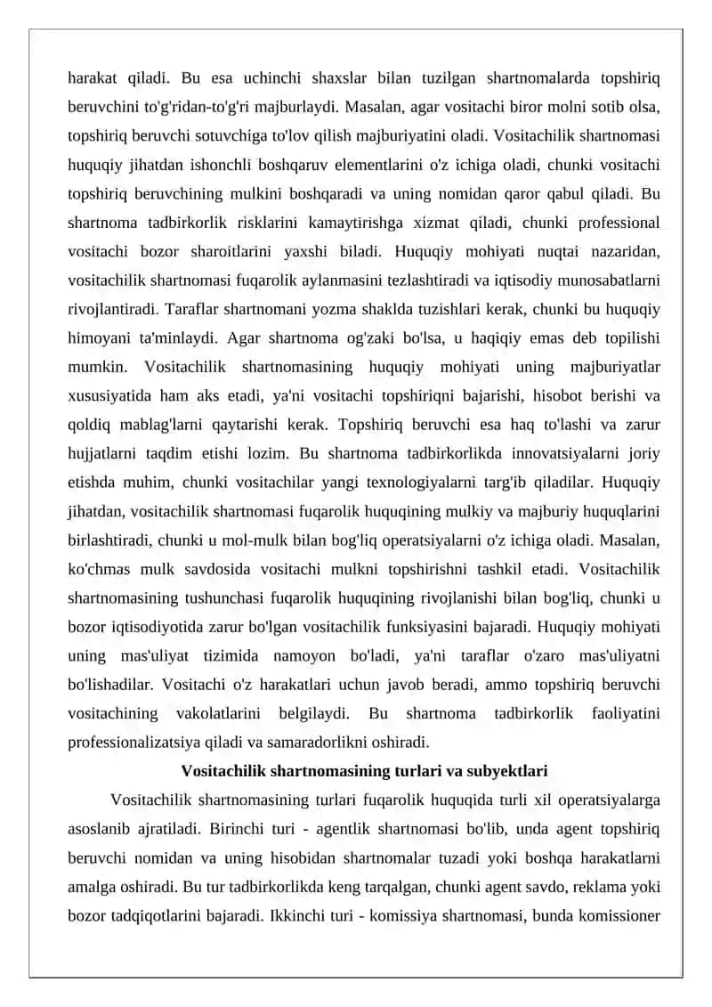 Vositachilik shartnomasini qo‘llash muammolari 4
