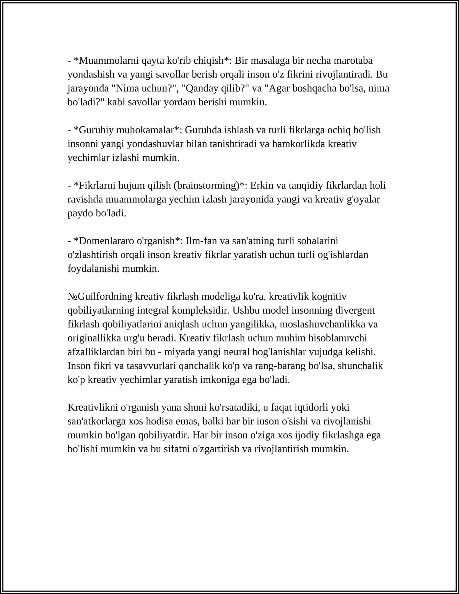 KREATIV FIKRLASH VA UNI RIVOJLANTIRISH YO'LLARI 4