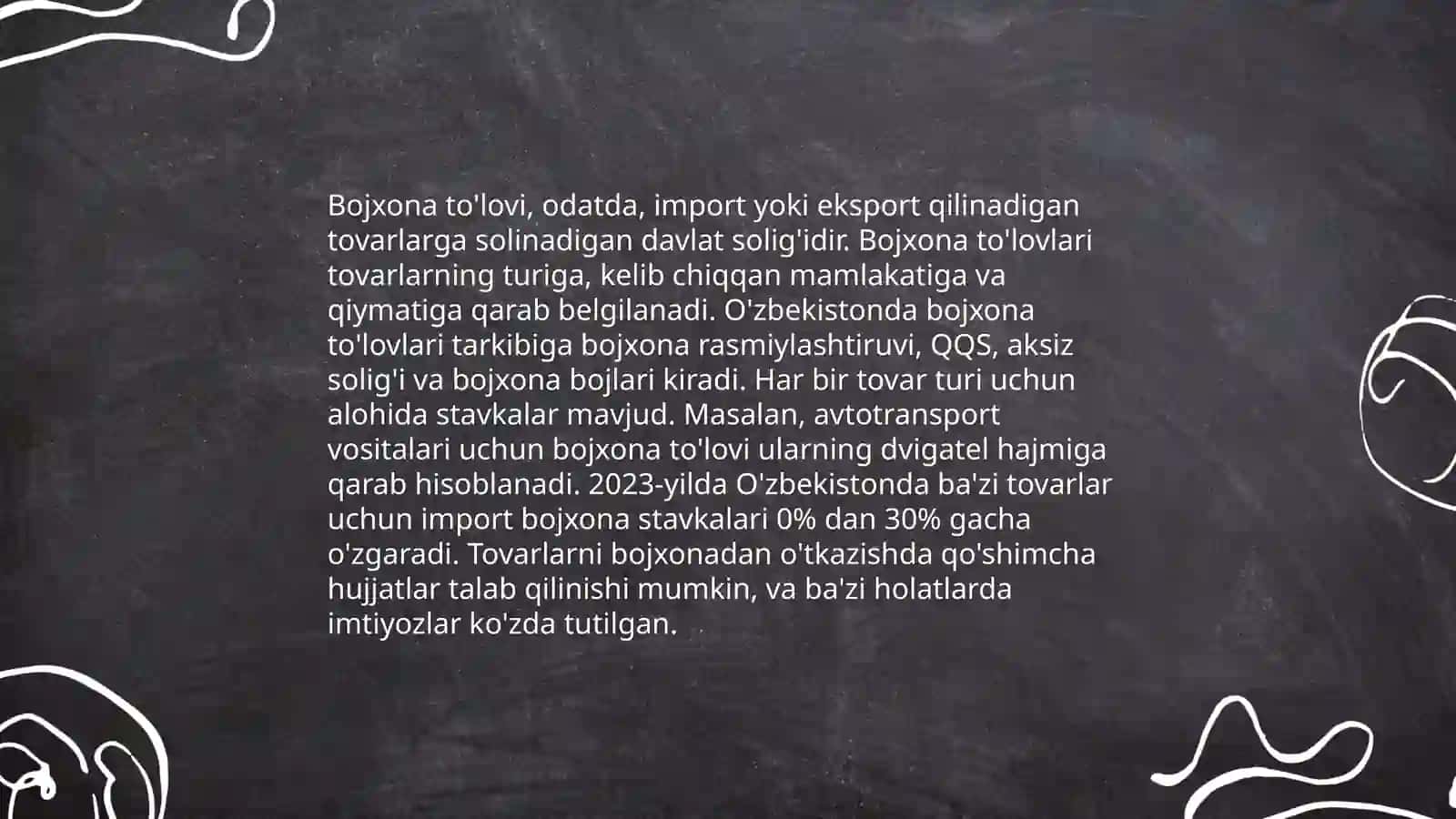 Inkasso va boj tushunchasi. Bojxona to'lovi. Davlat bojlari 4