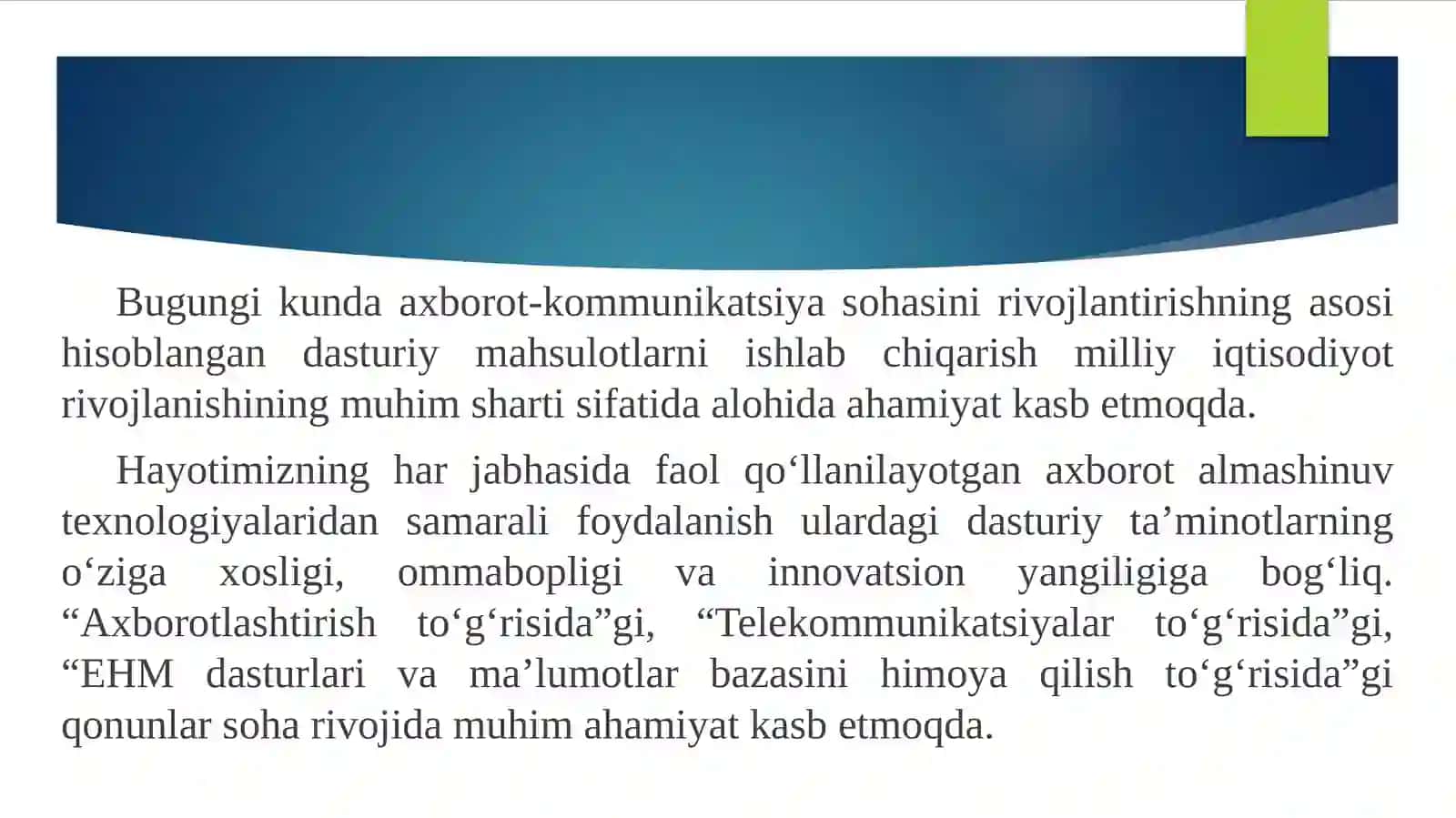 AXBOROT TIZIMLARINI BOSHQARISH.DASTURIY TA’MINOT VA UNING RIVOJLANISH TENDENSIYALARI 4
