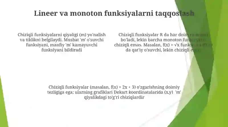 Chiziqli funksiyalar, monoton funksiyalar va bul funksiyasi 4