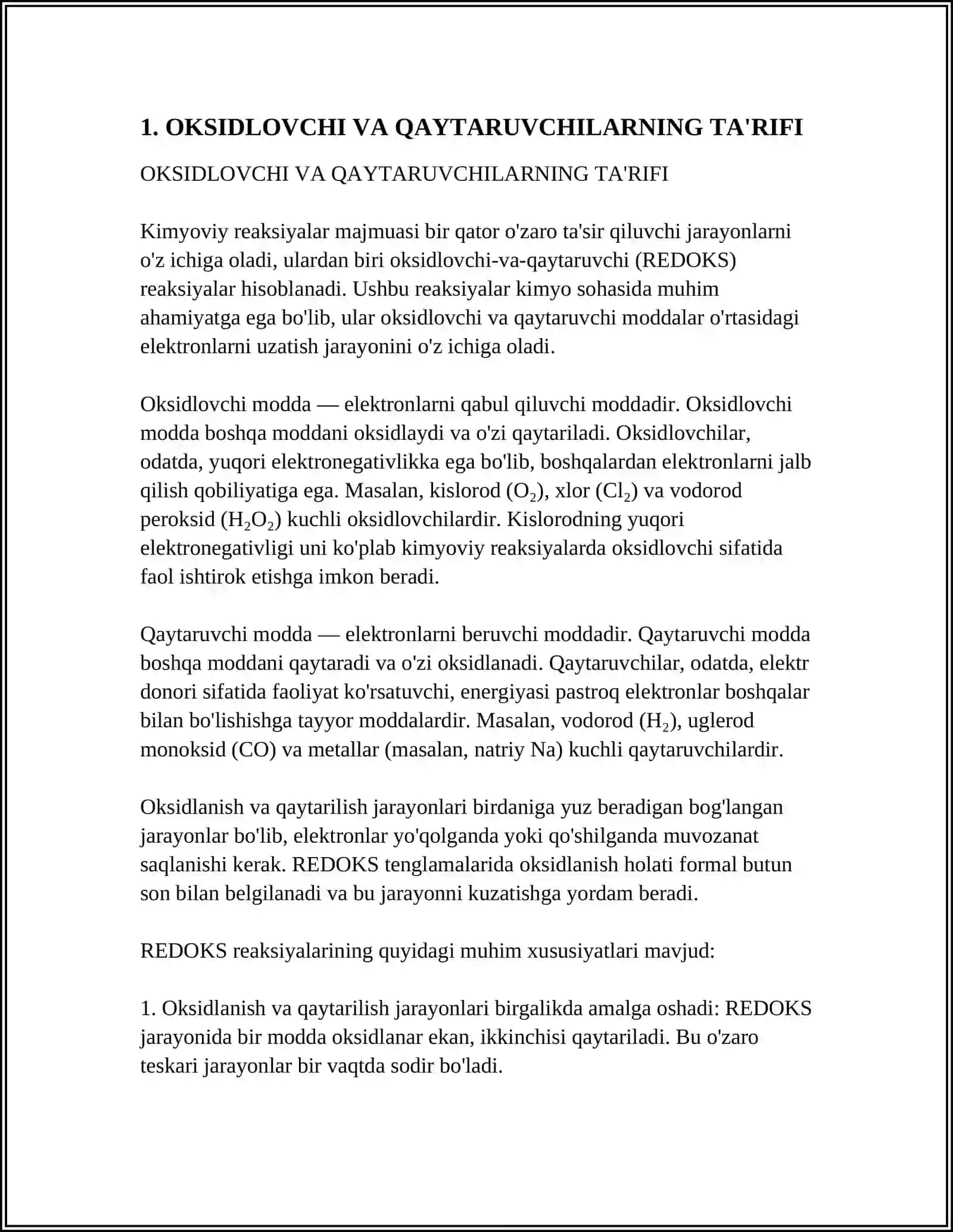 OKSIDLOVCHI VA QAYTARUVCHILARNING EKVIVALENT MASSASINI ANIQLASH 4