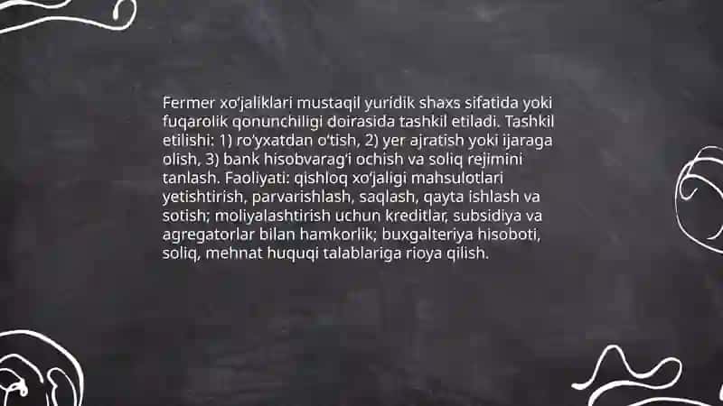 Respublikamizda qishloq xojaligi ishlab chiqarish shakllari va ularning faoliyat olib borish turlari 4