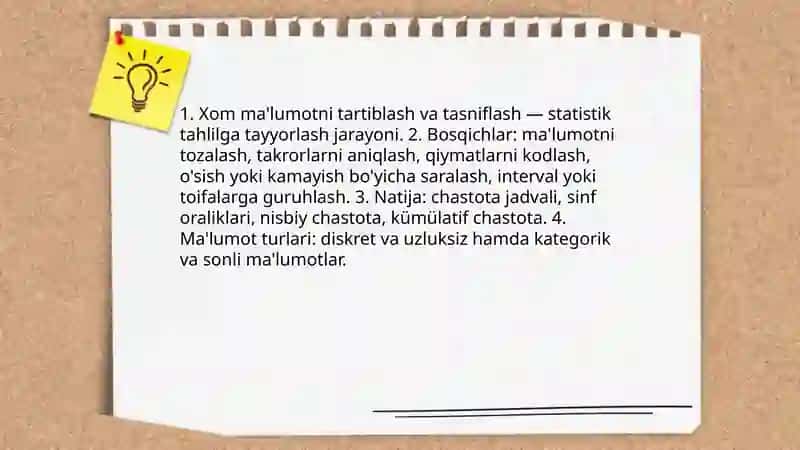 Statistik jamlash va guruhlash 4